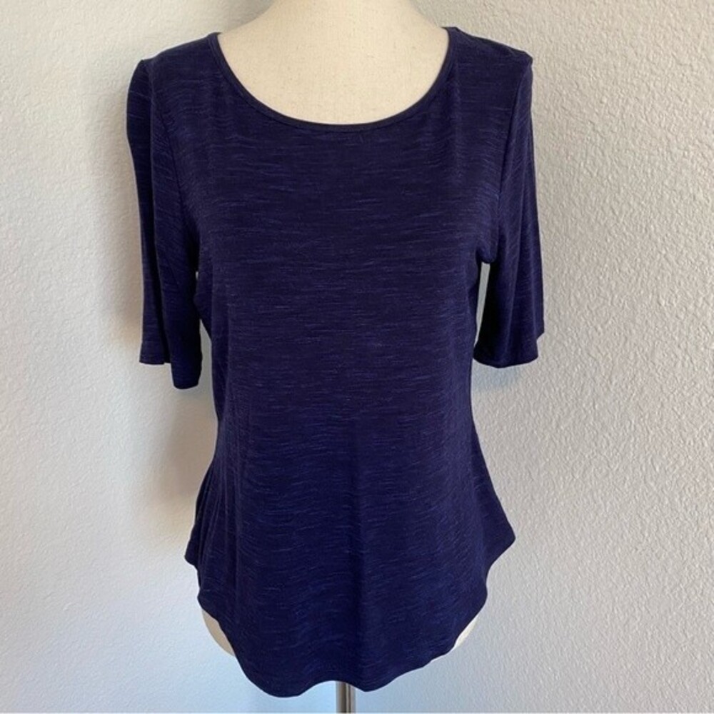 APT 9 Blue Lightweight Woman Top Short Sleeve Round Hem Flattering Fit Size SP